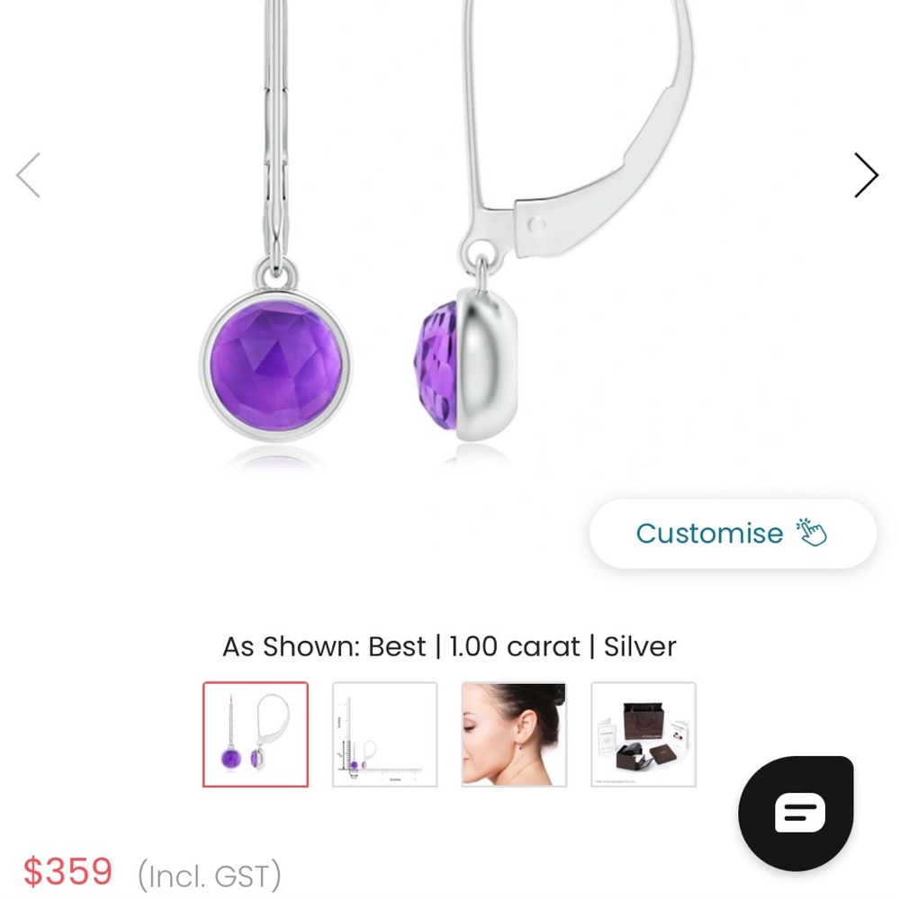 New Amethyst double gem stone drop Silver Earrings 💖 - Picture 8 of 10